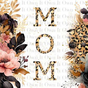 20 oz MOM Black & Gold Floral Skinny Tumbler