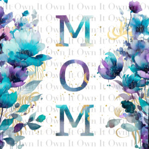 20 oz Floral MOM Skinny Teal and Purple Tumbler