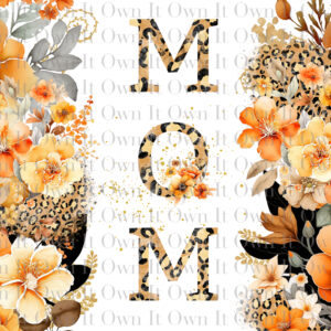 20 oz MOM Skinny Orange Floral Cheetah Print Tumbler