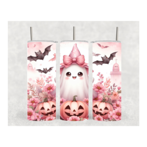 20 oz Pink Pumpkin and Ghost Tumbler