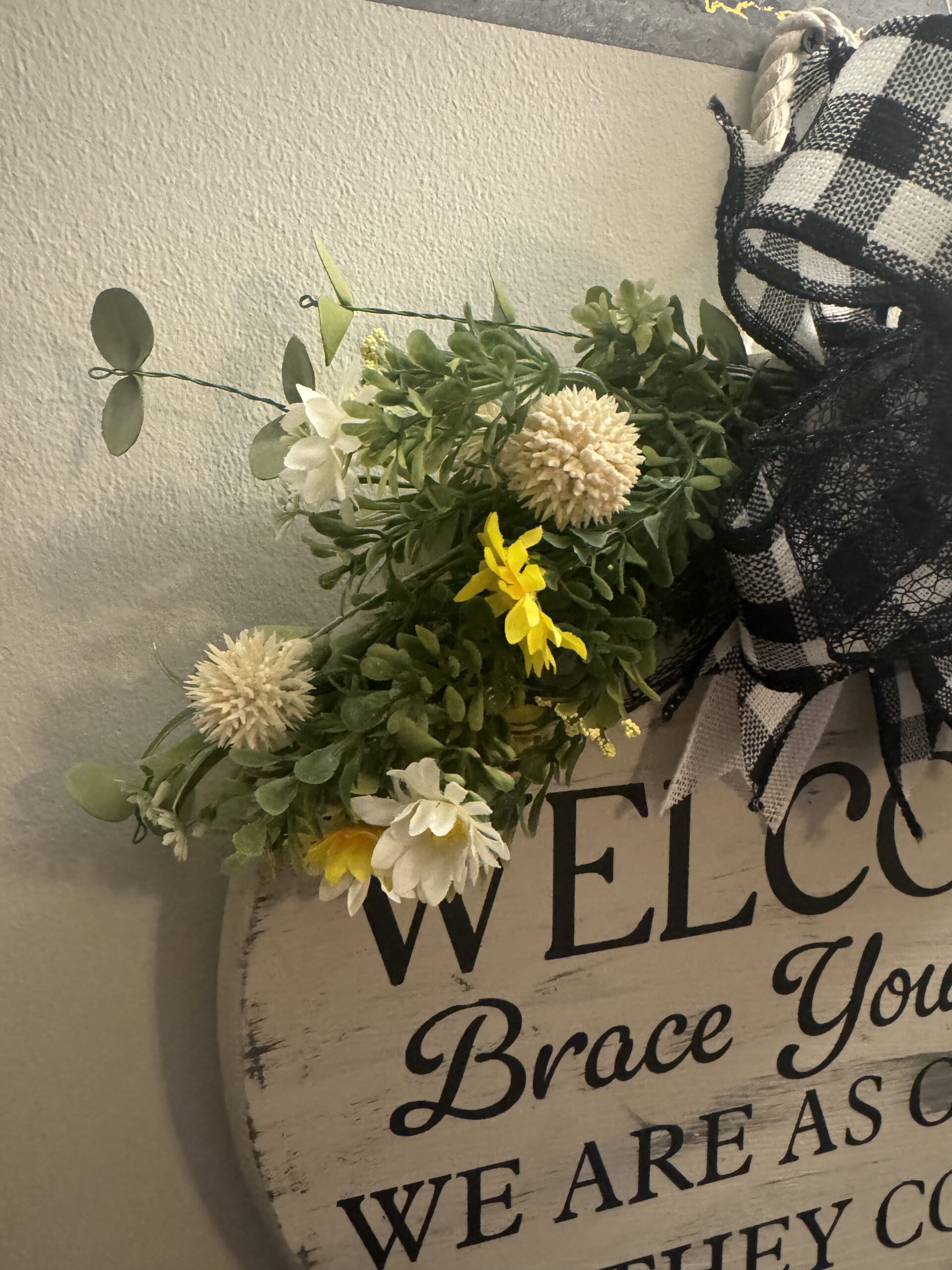 Brace Yourself We Are As Crazy As They Come Distressed Hanging Door Sign - Image 4