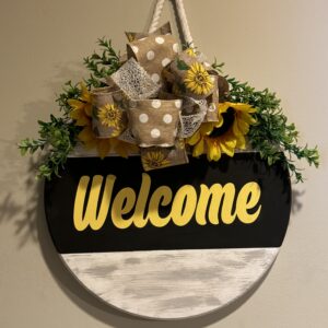 Welcome Sunflower Hanging Door Sign