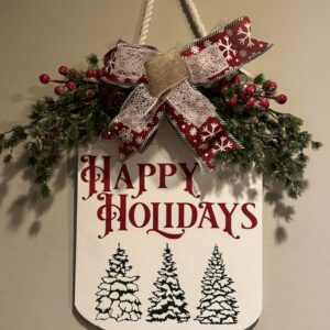 Happy Holidays Mason Jar Hanging Door Sign