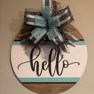 Hello Striped Hanging Sign