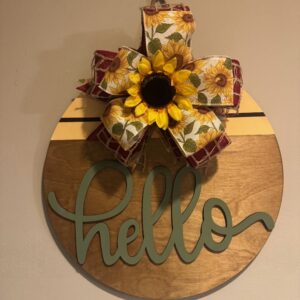 Hello Sunflower Hanging Sign