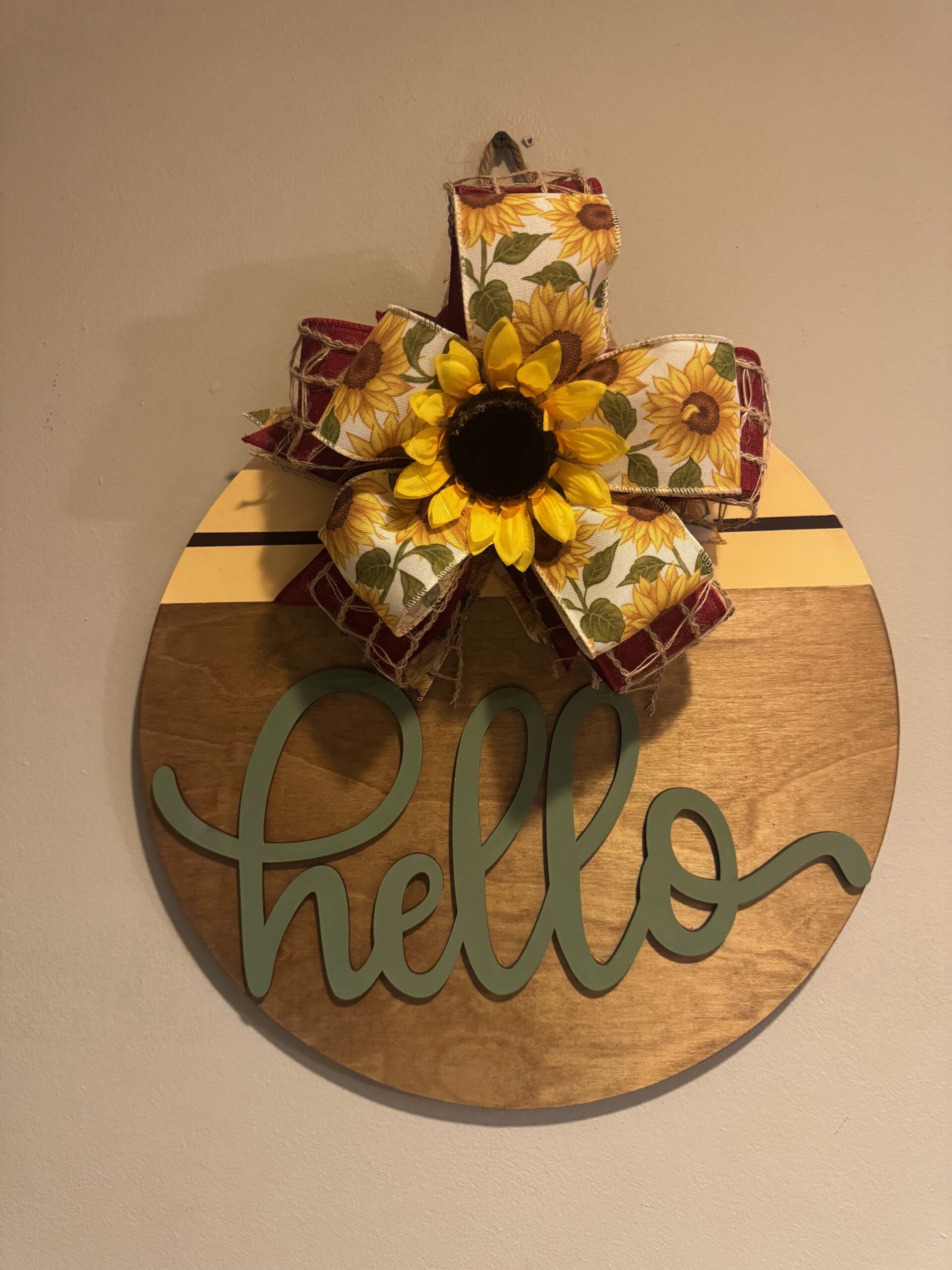 Hello Sunflower Hanging Sign